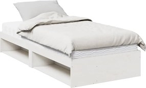 vidaXL Pat de zi cu saltea, alb, 90x190 cm, lemn masiv pin