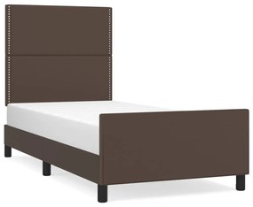 3125479 vidaXL Cadru de pat cu tăblie, maro, 80x200 cm, piele ecologică
