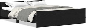 vidaXL Cadru pat fără saltea, stejar negru, 150x200 cm, lemn prelucrat