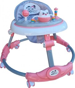Premergator reglabil in 6 trepte de inaltime NOVOKIDS™ Little Kitty, Cu melodii, Pliabil, Max 20 kg, Roti silentioase, Model Pisicuta, Roz