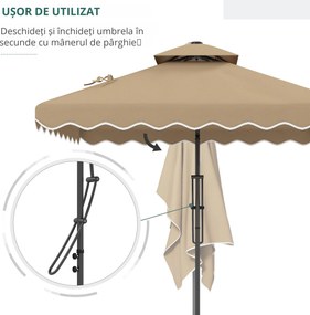 Outsunny Umbrela de Soare de 2,5m in Consola cu Maner Usor