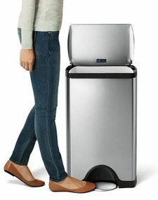 Coș cu pedale dreptunghiular 38 l, oțel mat, oțel inoxidabil