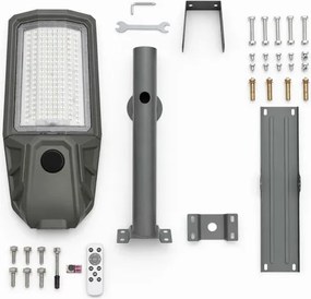Lampă stradală LED reglabilă cu senzor și panou solar KOBRA, 400 W / 24.000 mAh, IP65, antracit + telecomandă