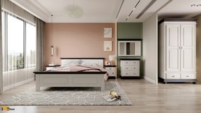Dormitor Select alb/nuc, lemn masiv