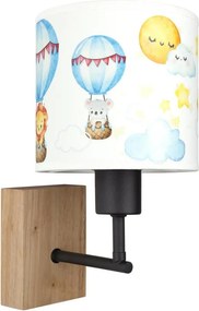 Brilagi - Lampă de perete BOBO WOOD 1xE27/25W/230V stejar/negru/alb/cu motive animale
