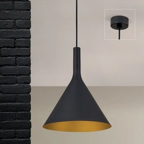 Pendul design industrial Gunda large, negru/ auriu
