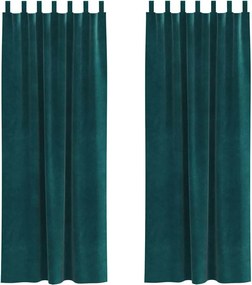 vidaXL Perdele opace 2 pcs Verde închis 140 x 260 cm Catifea
