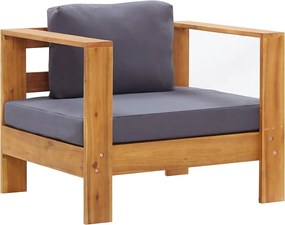 vidaXL Fotoliu de grădină cu pernă, gri închis, lemn masiv de acacia