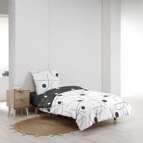 Lenjerie de pat albă-gri închis din microfibră pentru pat de o persoană 140x200 cm Sonate – douceur d'intérieur