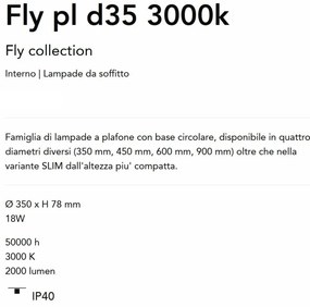 Plafoniera LED moderna Fly pl d35 4000k negru
