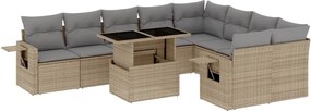 vidaXL Set canapele de grădină cu perne, 10 piese, bej, poliratan