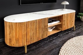 Comoda TV lemn de mango, marmura alba TRES CHIC 140cm