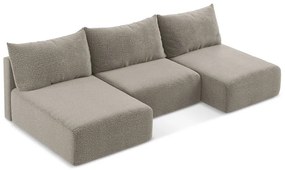 Colțar bej extensibil/cu spațiu de depozitare Kalena – Makamii