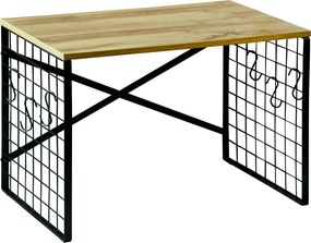 Raft de bucatarie metalic cu carlige, stejar, 52 x 32,5 cm