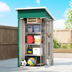 Outsunny Căsuță de Grădină Exterior Metalică 0,74 m² 107,5x91x185 cm cu Acoperiș Înclinat Ușă cu Închidere Ventilații Verde | Aosom Romania