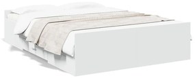 3280314 vidaXL Cadru de pat cu sertare, alb, 135x190 cm, lemn prelucrat