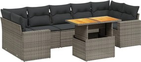 vidaXL Set canapele de grădină cu perne, 8 piese, gri, poliratan