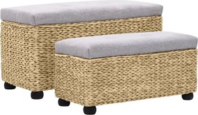 vidaXL Set bănci, 2 buc., gri, iarbă de mare