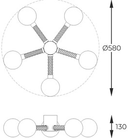 Lustră aplicată Zuma Line C0583-05C-2GHF MIDA 5xG9/6W/230V alamă