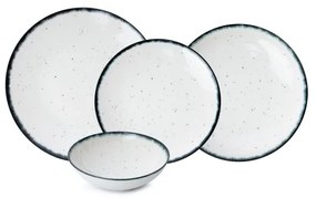 Set veselă 24 piese, din porțelan, alb/negru