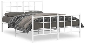 355629 vidaXL Cadru de pat metalic cu tăblie, alb, 140x200 cm