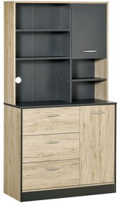 Homcom Mobilier de Bucatarie 4 Rafturi in Lemn, Stejar si Negru, 90x39x169cm