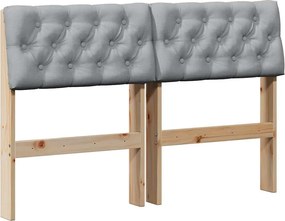 vidaXL Tăblie tapițată Gri deschis 120 cm Lemn de pin masiv