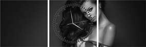 Tablou - Portretul unei femei seducătoare, alb-negru (cu ceas) (90x30 cm)