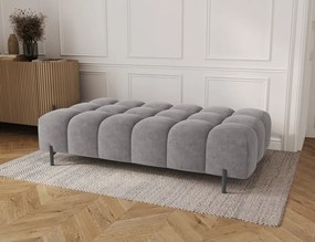 Taburet Tapitat cu Picioare Ferivo, gri velvet – Aura 04