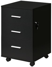 Vinsetto Dulap de Birou Depozitare Birou pe Rotile 3 Sertare Încuiabile 40 x 40 x 61,5 cm Negru | Aosom Romania