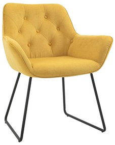 Scaun capitonat HOMCOM, cu Invelis cu textura de Catifea si Baza, Fotoliu pentru Casa si Birou 70x66.5x82cm Galben | Aosom RO