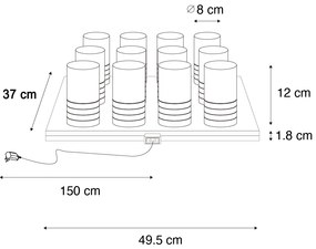Set de 12 lămpi de masă reîncărcabile aurii RGBW inclusiv stație de încărcare - Alessia