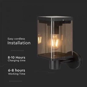 LED lampă solară de perete exterior cu senzor, 2,5W, 3000K, IP54