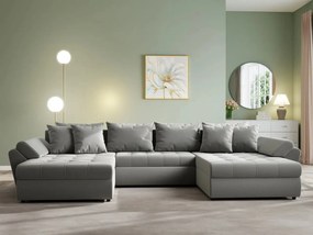 Colțar extensibil dumonde cu ladă de depozitare si sezut confortabil din spuma high-density, Loana U Royal Grey 355x185 cm