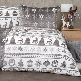 Lenjerie pat de Crăciun 4Home Christmas time,microflanelă, gri, 140 x 220 cm, 70 x 90 cm
