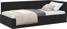 vidaXL Cadru de pat colțar cu headboard Negru 90 cm x 190 cm Catifea