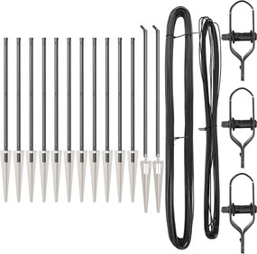 vidaXL Stâlp de gard. 13 pcs Gri Oțel