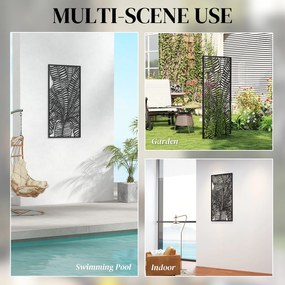 Outsunny Divizor de spațiu 65 x 130 cm, paravan independent sau suspendat, panou din metal, Negru | Aosom Romania