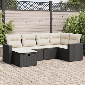 3325382 vidaXL Set mobilier de grădină cu perne, 6 piese, negru, poliratan