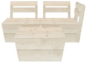Set mobilier de gradina paleti, 3 piese, lemn de molid tratat colt + mijloc + masa, 1