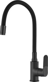 Baterie bucatarie cu pipa flexibila Invena Joga negru mat