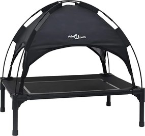 vidaXL Pat pentru câini Manual Negru 63 x 49,5 x 60 cm Oțel