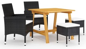 vidaXL Set mobilier de grădină, 5 piese, negru