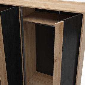 Șifonier negru/în culoare naturală cu aspect de lemn de stejar 180x197,5x53 cm Dennis – Marckeric