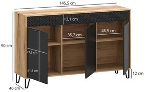 Dulap Botones (stejar evoke + negru) . 1116772