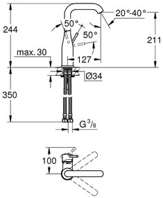 Baterie lavoar Grohe Essence, fara ventil, marime L