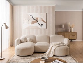 Colțar maro deschis cu tapițerie din țesătură bouclé (în formă de "U") Orbit – Ropez