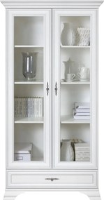 Dulap cu usi sticla IDENTO, alb, PAL/sticla, 100x41x210 cm
