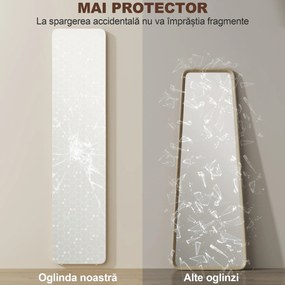 HOMCOM Oglindă de Podea și de Perete cu Cadru din Lemn și Suport Pliabil, 37 x 43 x 156 cm, Culoare Lemn | Aosom Romania