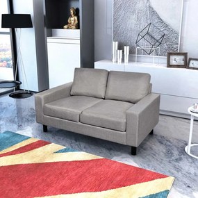 241614 vidaXL Canapea cu 2 locuri, gri deschis, material textil